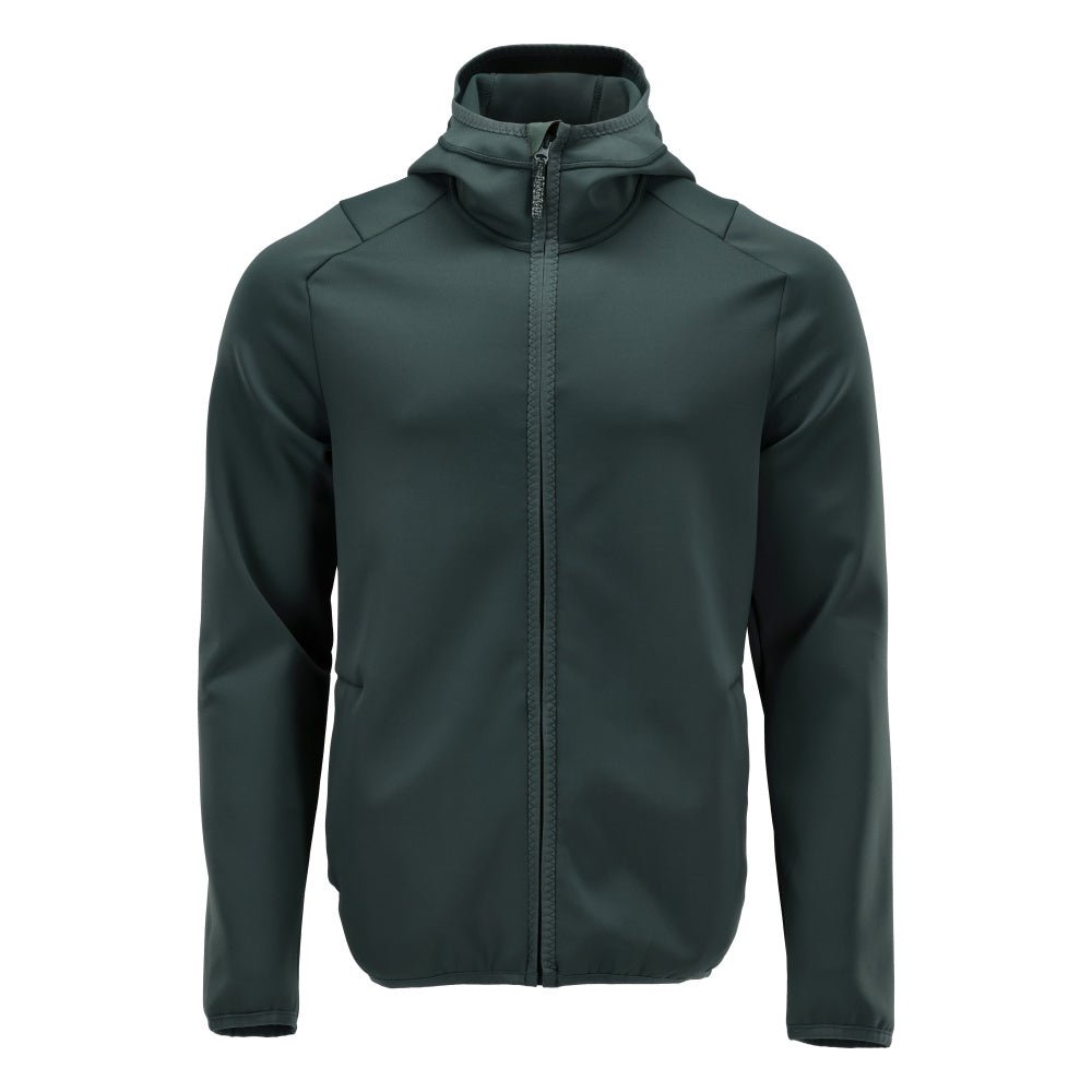 Fleecepusero, huppu, vetoketjullinen microfleece-takki, metsänvihreä