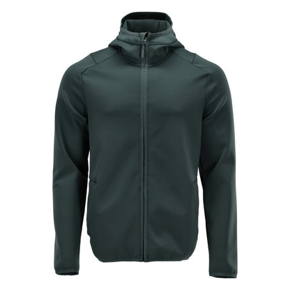 Fleecepusero, huppu, vetoketjullinen microfleece-takki, metsänvihreä