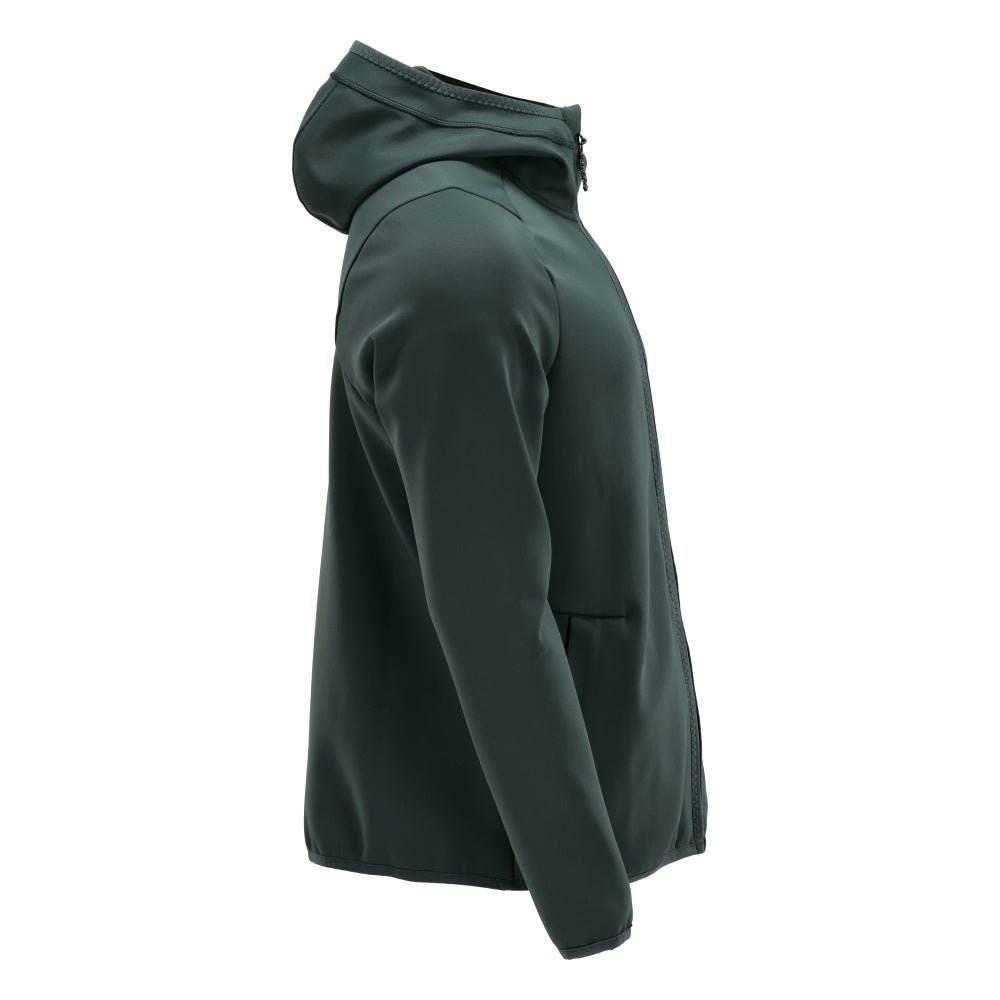 Fleecepusero, huppu, vetoketjullinen microfleece-takki, metsänvihreä