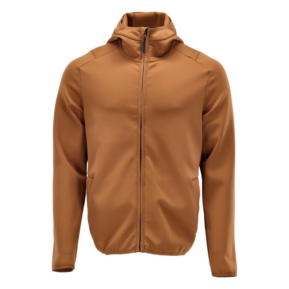 Fleecepusero, huppu, vetoketjullinen microfleece-takki, pähkinänruskea
