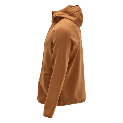 Fleecepusero, huppu, vetoketjullinen microfleece-takki, pähkinänruskea