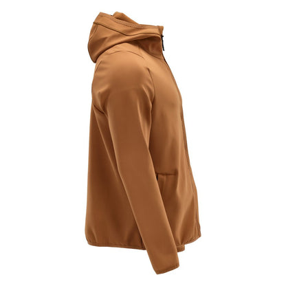 Fleecepusero, huppu, vetoketjullinen microfleece-takki, pähkinänruskea