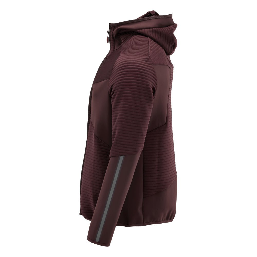 Fleecepusero, huppu, vetoketjullinen microfleece-takki, viininpunainen