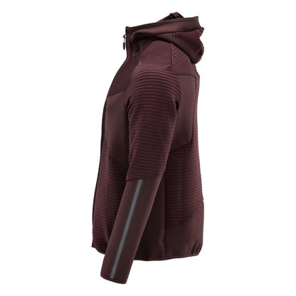 Fleecepusero, huppu, vetoketjullinen microfleece-takki, viininpunainen