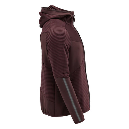 Fleecepusero, huppu, vetoketjullinen microfleece-takki, viininpunainen