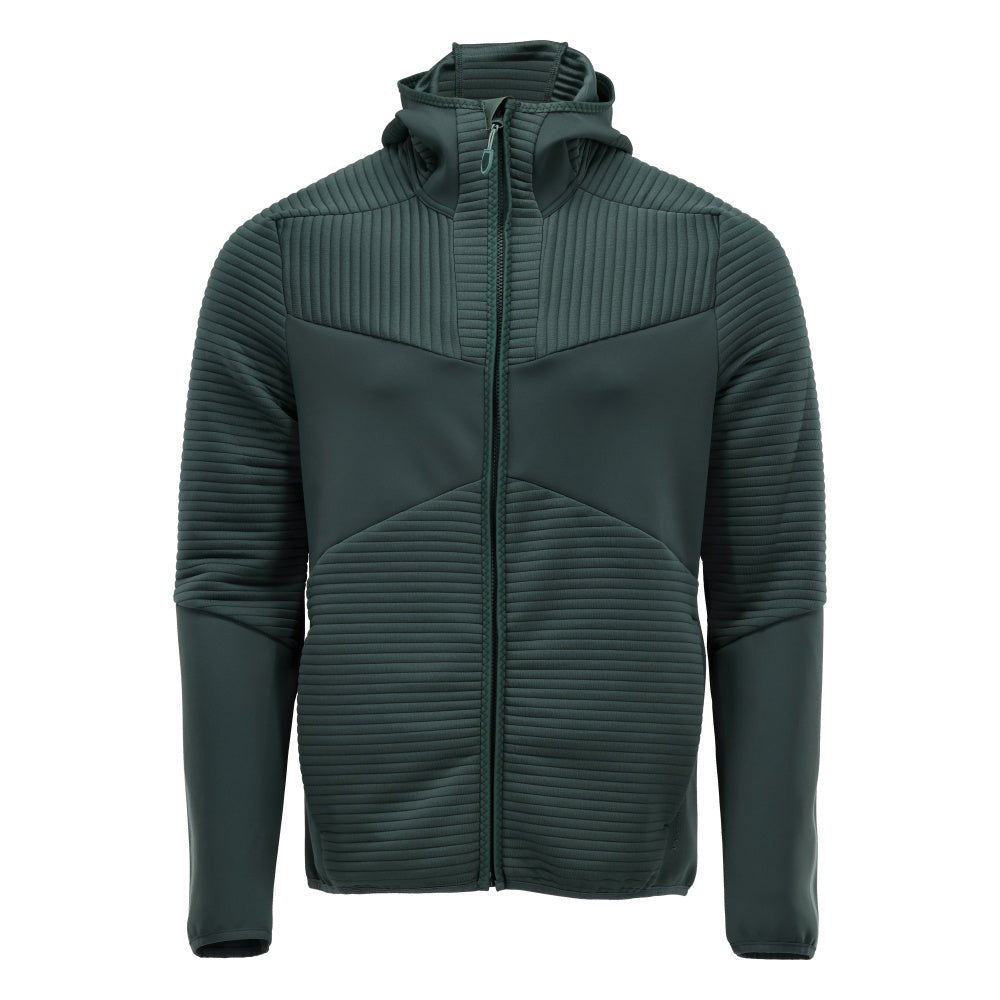 Fleecepusero, huppu, vetoketjullinen microfleece-takki, metsänvihreä