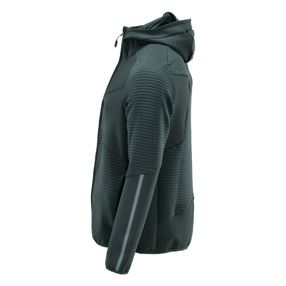 Fleecepusero, huppu, vetoketjullinen microfleece-takki, metsänvihreä