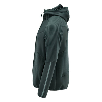 Fleecepusero, huppu, vetoketjullinen microfleece-takki, metsänvihreä