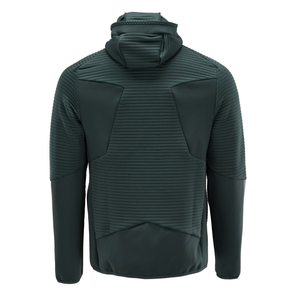 Fleecepusero, huppu, vetoketjullinen microfleece-takki, metsänvihreä