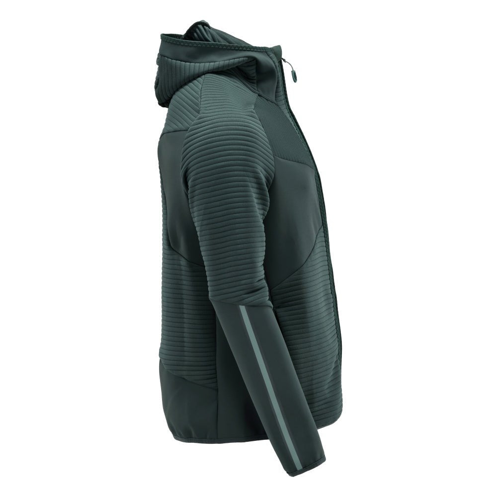 Fleecepusero, huppu, vetoketjullinen microfleece-takki, metsänvihreä