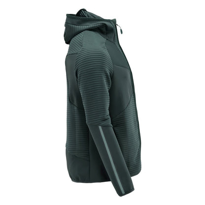 Fleecepusero, huppu, vetoketjullinen microfleece-takki, metsänvihreä