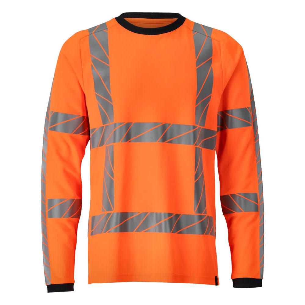 T-paita, pitkähihainen, moderni t-paita, hi-vis oranssi