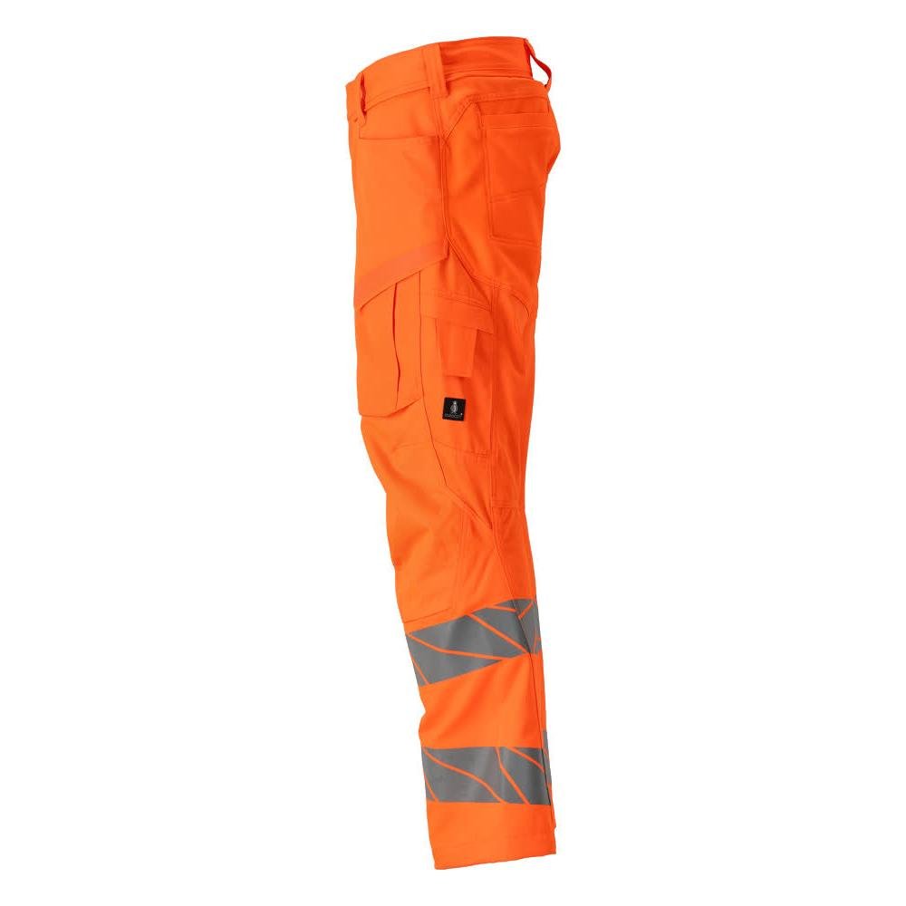 Housut polvitaskuilla, joustavat housut, hi-vis oranssi