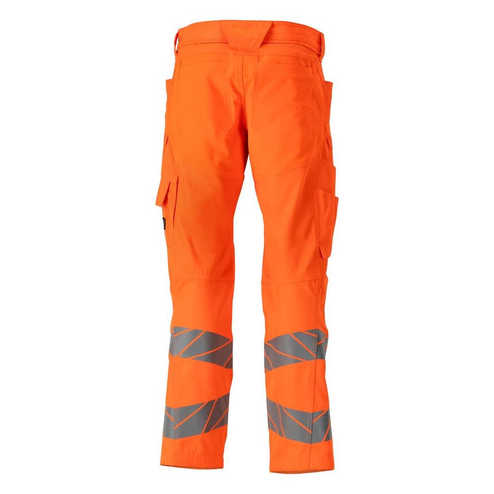 Housut polvitaskuilla, joustavat housut, hi-vis oranssi