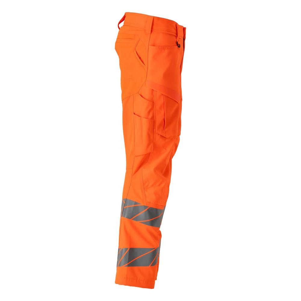 Housut polvitaskuilla, joustavat housut, hi-vis oranssi