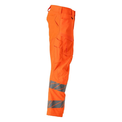 Housut polvitaskuilla, joustavat housut, hi-vis oranssi