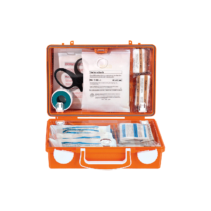 Erste-Hilfe-Koffer QUICK-CD orange mit Füllung Standard DIN 13157