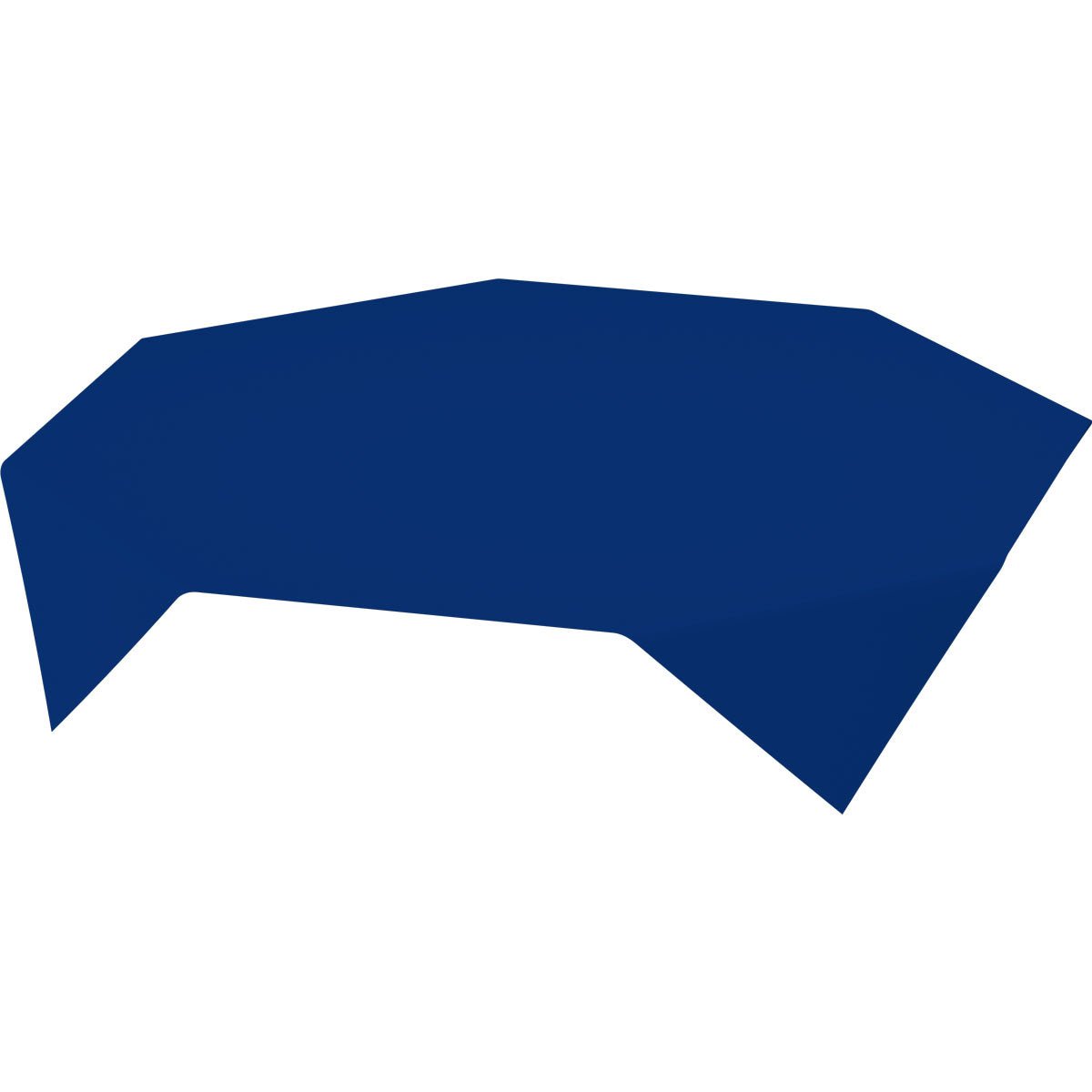 Tummansininen Dunicel-keskipöytäliinakoriste Duni GmbH:lta, koko 84 x 84 cm, abstrakti monikulmio useilla suorilla reunoilla, esitetään valkoisella taustalla. Pakkaus sisältää 100 kappaletta.