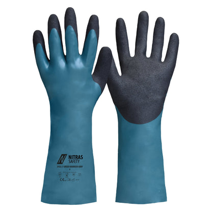 NITRAS GREEN BARRIER GRIP, kemikaalisuojakäsineet, bensiini / musta