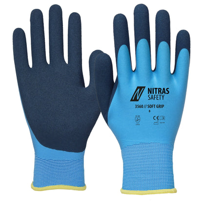 NITRAS SOFT GRIP, asennuskäsineet, vaaleansininen / tummansininen