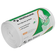 Rulla EMIL DEISS KG (GmbH + Co.) DEISS 36023 roskapusseja (610x850 mm, valkoinen, 50 kappaletta) kestävässä pakkauksessa saksalaisella/englanninkielisellä tekstillä. Ne ovat helppoja avata, erittäin repeytymättömiä ja varustettu LDPE-erikoiskalvolla.