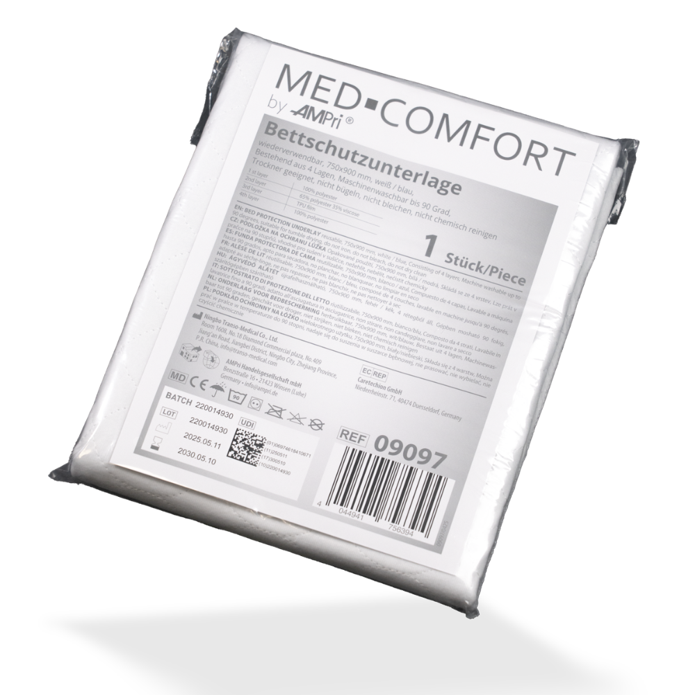 AMPri MED-COMFORT sängynsuojatyyny pestävä 75 x 90 cm, sininen/valkoinen | Pakkaus (1 kpl)