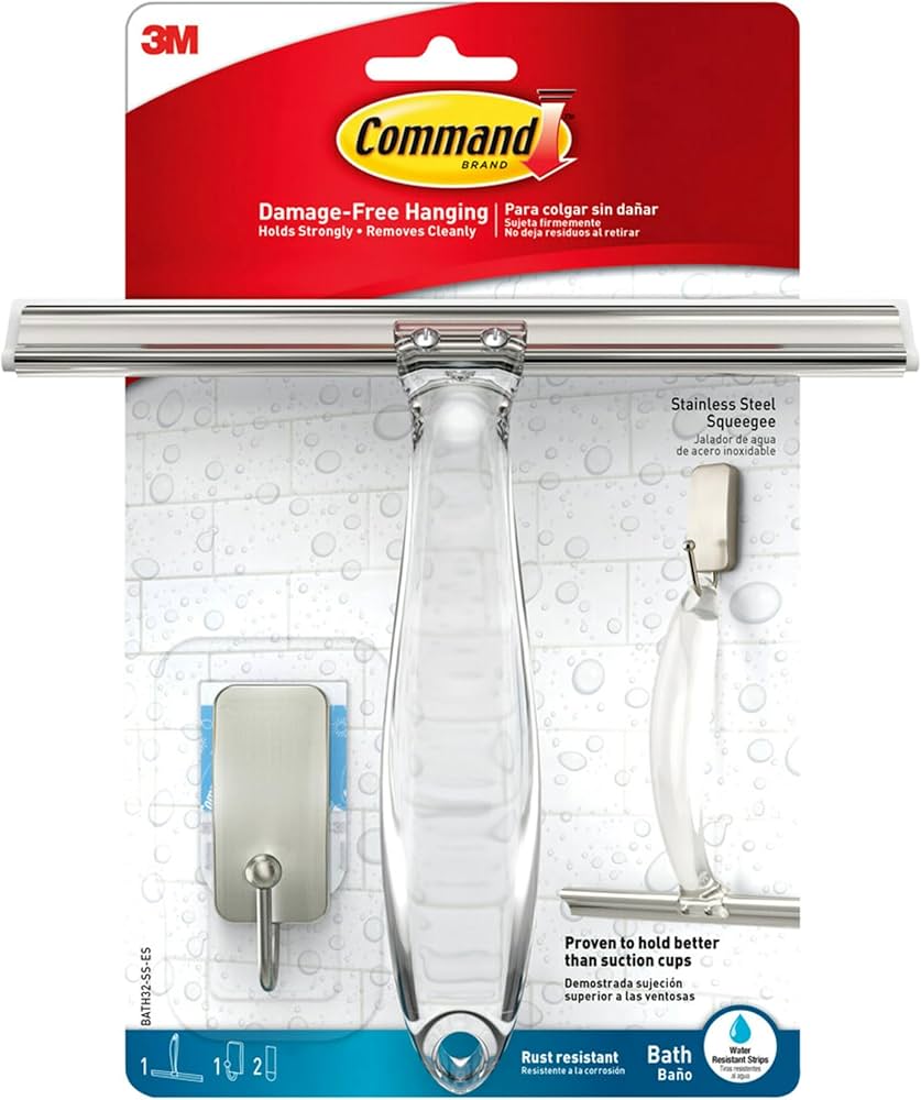 Command™ kylpy- ja suihkuvetolasta, ruostumaton teräs ja satiininikkeli BATH32, 1 vetolasta + 1HK + 2 S-nauhaa | Pakkaus (1 setti)