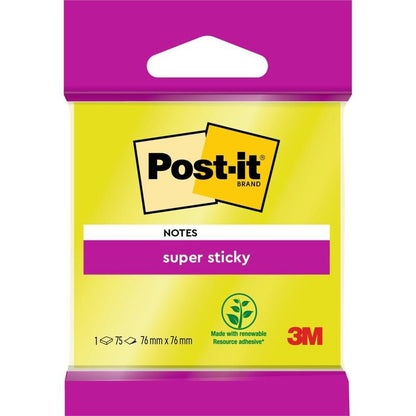 Yksi pakkaus Post-it® Super Sticky Notes 6820S3 3M Deutschland GmbH:lta, 76 x 76 mm neonvihreänä, neonpinkkinä, ultrakeltaisena, ultravihreänä ja ultrapinkkinä. Sisältää 1 paketin, jossa 75 arkkia ja on valmistettu 100% PEFC-sertifioidusta paperista.