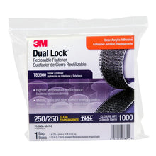 3M™ Dual Lock™ joustava neppari TB3560, läpikuultava, 25 mm x 3 m, 5,7 mm, 40 päätä/cm2, ulkoalue | Laukku (1 kpl)