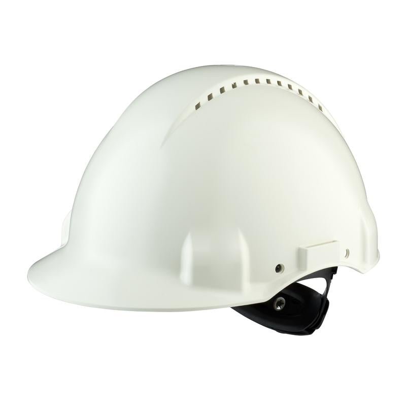 3M™ -suojakypärä, Uvicator, Räikkäkiinnike, Tuuletus, Muovinen hikinauha, Valkoinen, G3000NUV-VI | Pakkaus (1 kpl)