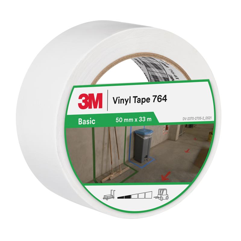 3M™ yleiskäyttöinen PVC-teippi 764, valkoinen, 50 mm x 33 m, 0,13 mm, yksittäispakattu | Pakkaus (1 rulla)