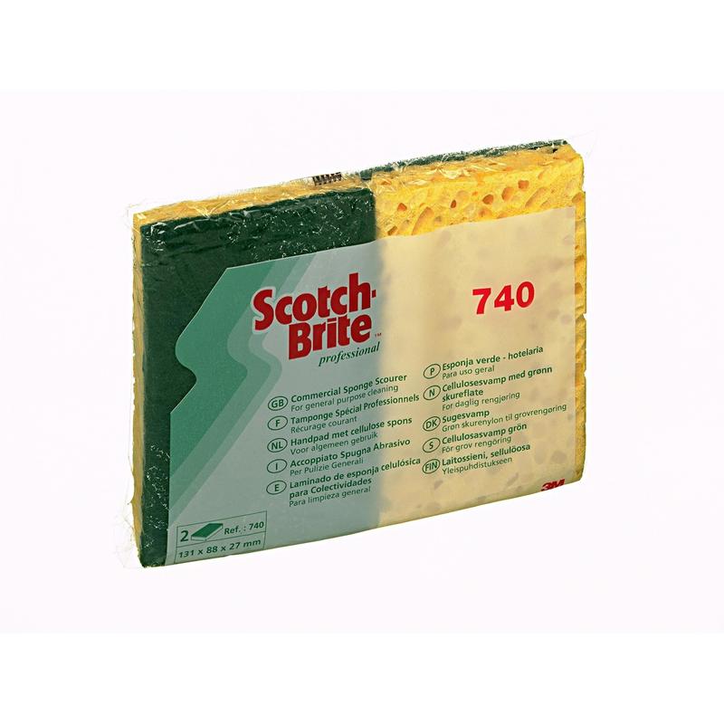 Scotch-Brite™ Selluloosasieni 740, Vihreä/Beige, 131mm x 88mm, 10/pakkaus, 24kpl/kotelo, 240kpl/kotelo | Pakkaus (10 kpl)