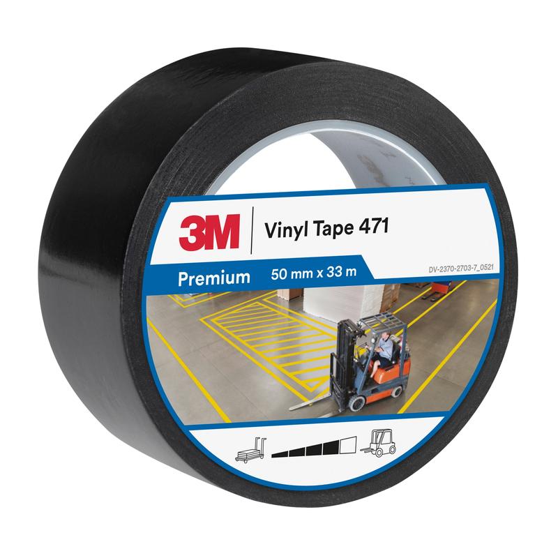 3M™ pehmeä PVC-teippi 471, musta, 50 mm x 33 m, 0,14 mm, yksittäin pakattu | Pakkaus (1 rulla)
