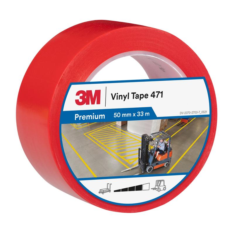 3M™ pehmeä PVC-teippi 471, punainen, 50 mm x 33 m, 0,14 mm, yksittäin pakattu | Pakkaus (1 rulla)