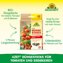 Neudorff Shop Azet Düngesticks für Tomaten & Erdbeeren: BIO-Dünger, Langzeitwirkung 2 Monate, sicher für Mensch und Tier, fördert aromareiche Ernte. Die Packung enthält 40 Sticks.