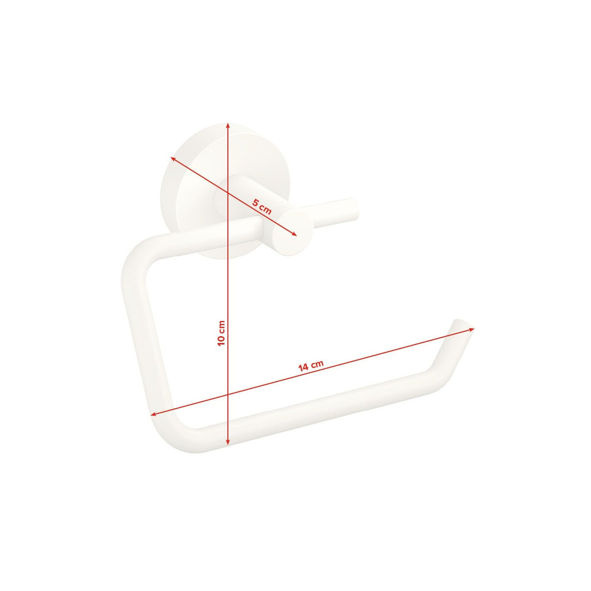 tesa MOON WHITE Toilettenpapierhalter, weiß matt, inkl. Klebelösung – Abmessungen