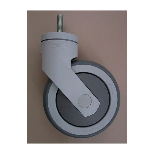 Yksi yksittäinen Protect Trolley -varapyörä Diversey Deutschland GmbH & Co. OHG:lta, harmaa kierrevarrella, seisoo pystysuorassa yksinkertaisella vaaleanruskealla taustalla. Pakkaus sisältää 1 kappaleen.