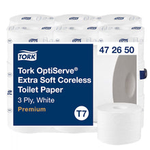 Tork OptiServe erittäin pehmeä ydinton wc-paperi T7, 3-kerroksinen, valkoinen, 18 rullaa 550 arkkia