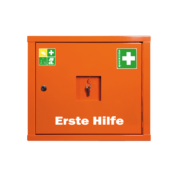 Verbandschrank JUNIORSAFE orange mit Füllung Standard DIN 13157