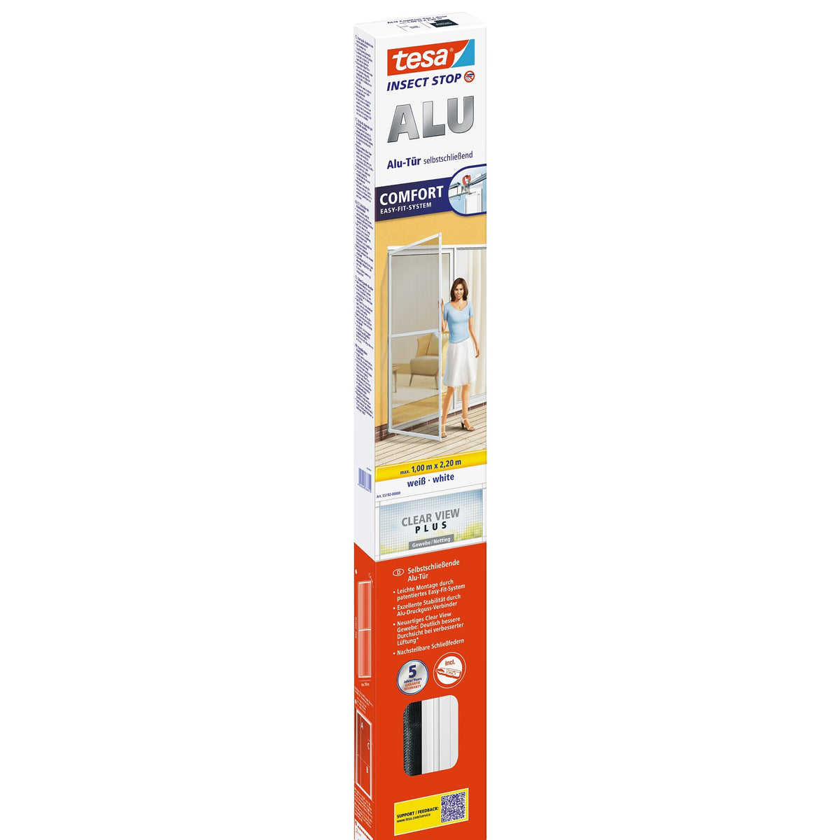 tesa ALU Comfort TÜREN alumiinikehys, valkoinen, 100 x 220 cm