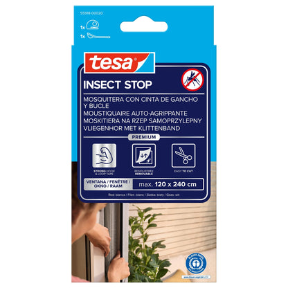 tesa INSECT STOP -tarrakiinnitteinen hyönteisverkko Premium ikkunoille, valkoinen 120 x 240 cm