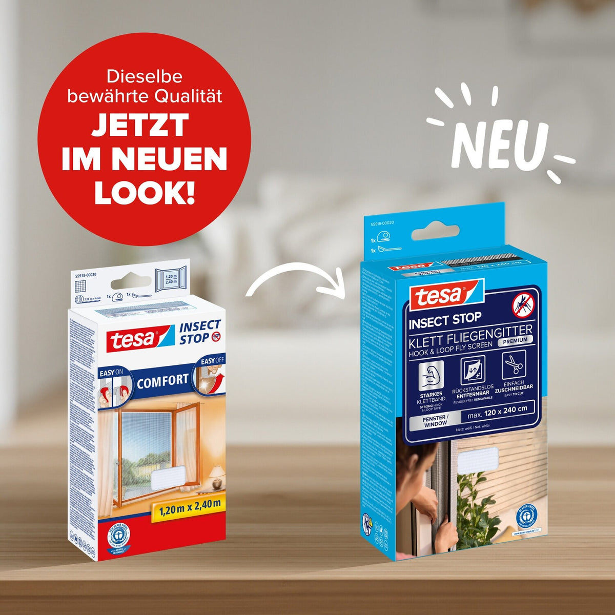 tesa INSECT STOP Premium-tarrakiinnitteinen hyönteisverkko ikkunoille, valkoinen – Tuotteen ominaisuudet