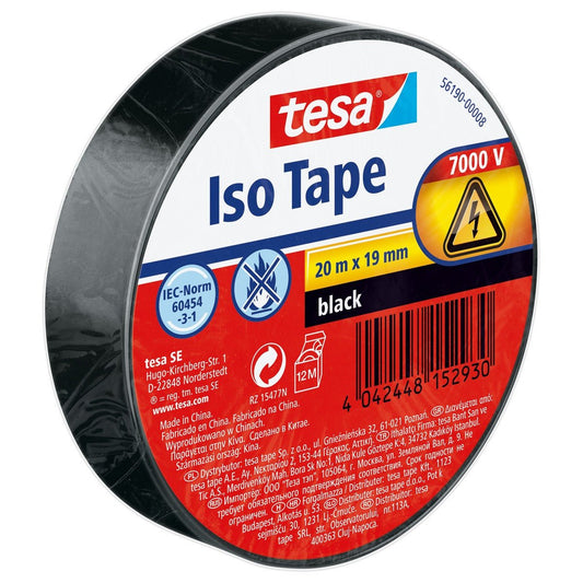 tesa SPVC-eristysnauha, sähköteippi, musta, 20 m x 19 mm