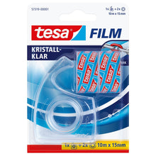 tesafilm-käsikäyttöinen rullannostin + 2 rullaa kristallinkirkasta, läpinäkyvää teippiä