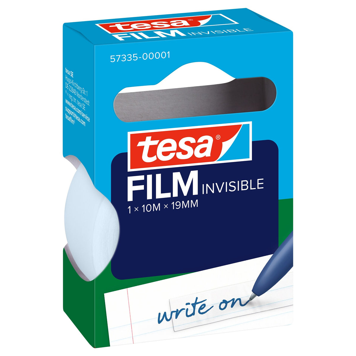 tesafilm INVISIBLE, mattavalkoinen, ripustettavassa taitettavassa laatikossa, 10 m x 19 mm