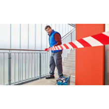tesa 58137PE Signal Non Adhesive -eristysnauha, 100 m x 80 mm, punavalkoinen – käyttö