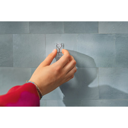 tesa Powerstrips Selbstklebende Haken mit abnehmbaren Drahthaken, transparent – Anwendung