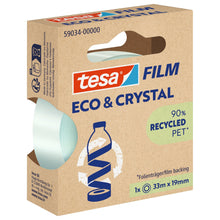 tesafilm Eco & Crystal, läpinäkyvä, ripustettavassa taitettavassa laatikossa, 33 m x 19 mm