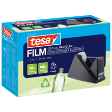 tesa DESK DISPENSER ECONOMY RECYCLED -pöytärulla, jossa on tesafilm CRYSTAL RECYCLED -teippiä, läpinäkyvä