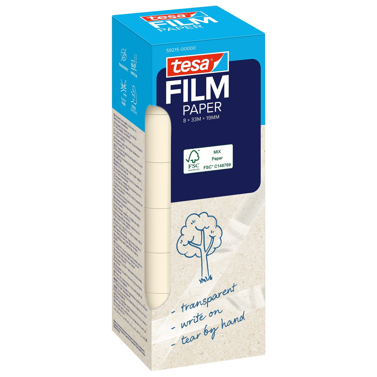 tesafilm PAPER, transparent 33 m x 19 mm